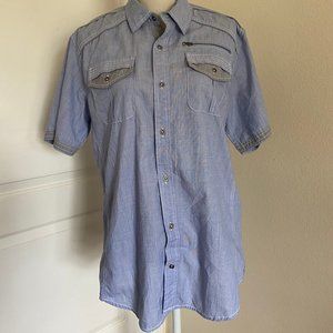 Men's Loose Fit Midweight Chambray Short Sleeve Shirt
